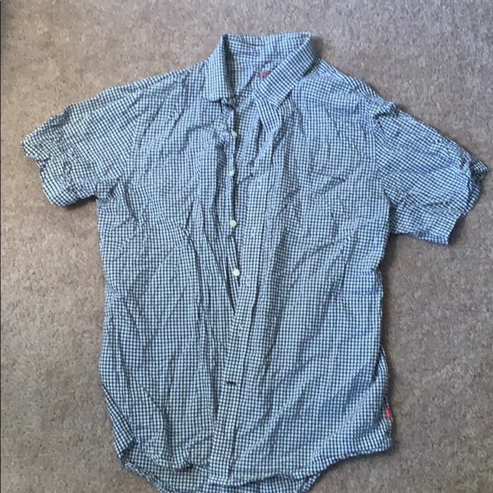 IZOD blue and white checkered short sleeve polo